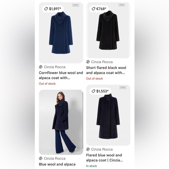 BNWOT CINZIA ROCCA ICONS FLARED BLACK WOOL/ALPACA COAT WITH CROSSOVER COLLAR 16 - Picture 14 of 14